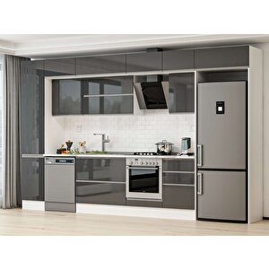 385x240 Cm High Gloss Mutfak Dolabı Beyaz Antrasıt Mbb-e90b45s50-2 Antrasit