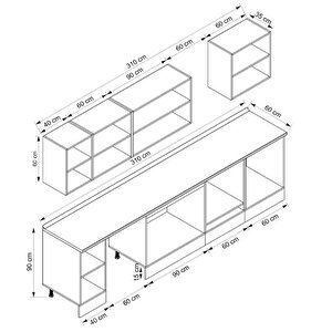 Alvinka 310x210 Cm High Gloss Mdf Mutfak Dolabı Beyaz Antrasıt M-e90s40s60-2