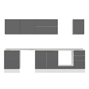 Alvinka 315x210 Cm High Gloss Mdf Mutfak Dolabı Beyaz Antrasıt M-e90s60s45-2