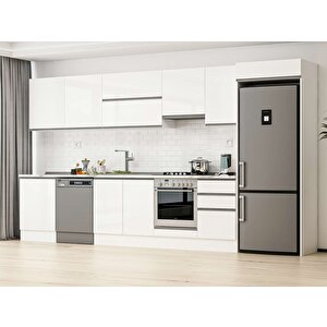 390x222 Cm High Gloss Mdf Mutfak Dolabı Beyaz Beyaz Mb-e80s60s50-1 Beyaz