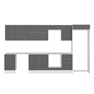 Alvinka 390x222 Cm High Gloss Mdf Mutfak Dolabı Beyaz Antrasıt Mb-e90s50s50-2