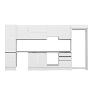 Alvinka 390x222 Cm High Gloss Mdf Mutfak Dolabı Beyaz Antrasıt Mbb-e80b50s60-1