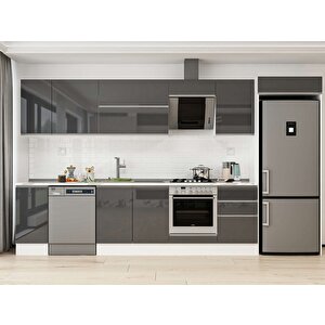 370x222 Cm High Gloss Mdf Mutfak Dolabı Beyaz Antrasıt Mb-e80s40s50-2 Antrasit