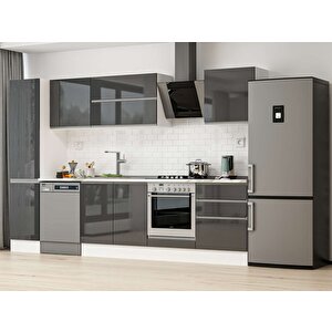 305x210 Cm High Gloss Mdf Mutfak Dolabı Beyaz Antrasıt Mb-e80b45s60-2 Antrasit