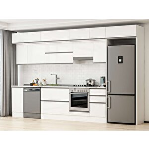 375x240 Cm High Gloss Mutfak Dolabı Beyaz Beyaz Mb-e90s40s45-1 Beyaz