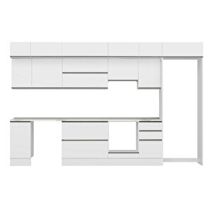 Alvinka 375x240 Cm High Gloss Mutfak Dolabı Beyaz Beyaz Mb-e90s40s45-1