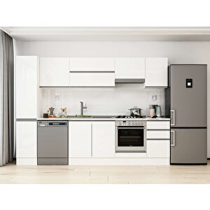 285x210 Cm High Gloss Mdf Mutfak Dolabı Beyaz Beyaz Mb-e80b40s45-1 Beyaz