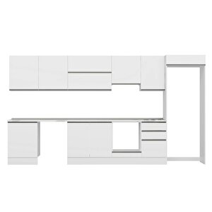 Alvinka 400x222 Cm High Gloss Mdf Mutfak Dolabı Beyaz Beyaz Mb-e90s60s50-1