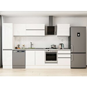 305x210 Cm High Gloss Mdf Mutfak Dolabı Beyaz Beyaz Mb-e80b45s60-2 Beyaz