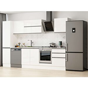 305x210 Cm High Gloss Mdf Mutfak Dolabı Beyaz Beyaz Mb-e80b45s60-2 Beyaz