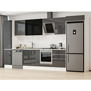 385x222 Cm High Gloss Mdf Mutfak Dolabı Beyaz Antrasıt Mbb-e80b45s60-3 Antrasit