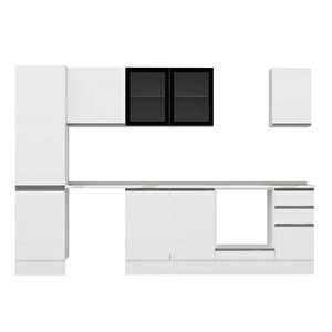 Alvinka 290x210 Cm High Gloss Mdf Mutfak Dolabı Beyaz Beyaz M-e80s50s40-3