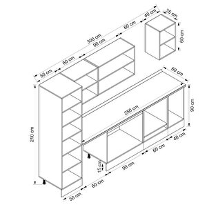 Alvinka 300x210 Cm High Gloss Mdf Mutfak Dolabı Beyaz Antrasıt Mb-e90b50s40-3