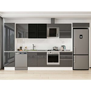 400x222 Cm High Gloss Mdf Mutfak Dolabı Beyaz Antrasıt Mbb-e90b50s60-3 Antrasit