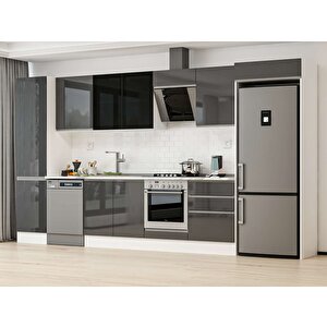 400x222 Cm High Gloss Mdf Mutfak Dolabı Beyaz Antrasıt Mbb-e90b50s60-3 Antrasit