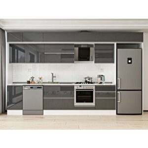 395x240 Cm High Gloss Mutfak Dolabı Beyaz Antrasıt Mb-e90s45s60-2 Antrasit