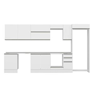 Alvinka 390x222 Cm High Gloss Mutfak Dolabı Beyaz Beyaz Mb-e90s60s40-2