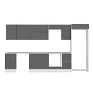 Alvinka 385x222 Cm High Gloss Mutfak Dolabı Beyaz Antrasıt Mb-e90s50s45-2