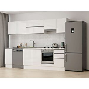 295x210 Cm High Gloss Mutfak Dolabı Beyaz Beyaz M-e90s40s45-1 Beyaz