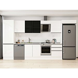400x222 Cm High Gloss Mdf Mutfak Dolabı Beyaz Beyaz Mbb-e80b60s60-3 Beyaz