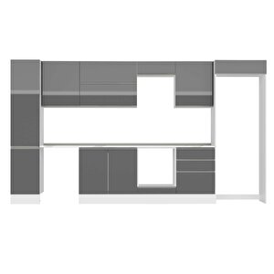 Alvinka 395x222 Cm High Gloss Mdf Mutfak Dolabı Beyaz Antrasıt Mbb-e90b45s60-2