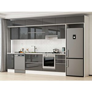 365x240 Cm High Gloss Mdf Mutfak Dolabı Beyaz Antrasıt Mb-e80s40s45-1 Antrasit