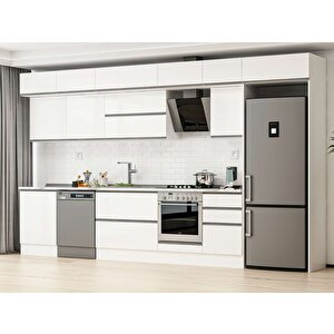 390x240 Cm High Gloss Mdf Mutfak Dolabı Beyaz Beyaz Mb-e80s60s50-2 Beyaz