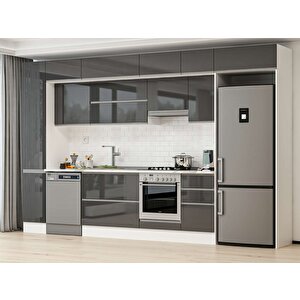 365x240 Cm High Gloss Mutfak Dolabı Beyaz Antrasıt Mbb-e80b40s45-1 Antrasit