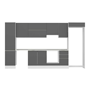 Alvinka 385x222 Cm High Gloss Mdf Mutfak Dolabı Beyaz Antrasıt Mbb-e90b50s45-1