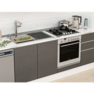 Alvinka 370x222 Cm High Gloss Mutfak Dolabı Beyaz Antrasıt Mb-e80s45s45-3 Antrasit