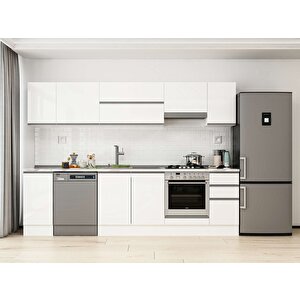 Alvinka 280x210 Cm High Gloss Mdf Mutfak Dolabı Beyaz Beyaz M-e80s40s40-1 Beyaz