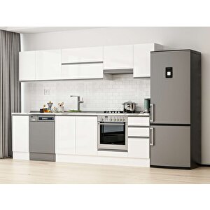 Alvinka 280x210 Cm High Gloss Mdf Mutfak Dolabı Beyaz Beyaz M-e80s40s40-1 Beyaz