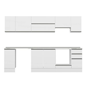 Alvinka 280x210 Cm High Gloss Mdf Mutfak Dolabı Beyaz Beyaz M-e80s40s40-1