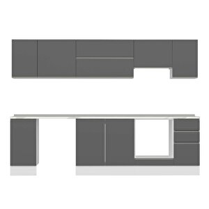 Alvinka 280x210 Cm High Gloss Mdf Mutfak Dolabı Beyaz Beyaz M-e80s40s40-1