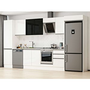 Alvinka 390x222 Cm High Gloss Mutfak Dolabı Beyaz Beyaz Mbb-e90b50s50-3 Beyaz