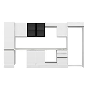 Alvinka 390x222 Cm High Gloss Mutfak Dolabı Beyaz Beyaz Mbb-e90b50s50-3