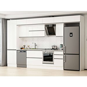 Alvinka 385x240 Cm High Gloss Mdf Mutfak Dolabı Beyaz Beyaz Mbb-e80b60s45-2 Beyaz