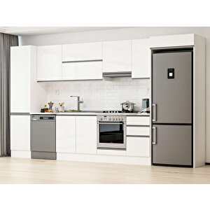 Alvinka 385x222 Cm High Gloss Mdf Mutfak Dolabı Beyaz Beyaz Mbb-e90b50s45-1 Beyaz