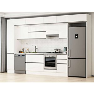 Alvinka 365x240 Cm High Gloss Mutfak Dolabı Beyaz Beyaz Mbb-e80b40s45-1 Beyaz