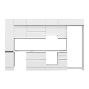 Alvinka 360x240 Cm High Gloss Mutfak Dolabı Beyaz Beyaz Mbb-e80b40s40-1