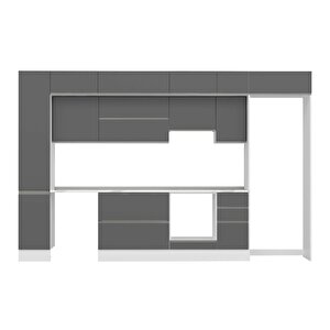 Alvinka 360x240 Cm High Gloss Mutfak Dolabı Beyaz Beyaz Mbb-e80b40s40-1