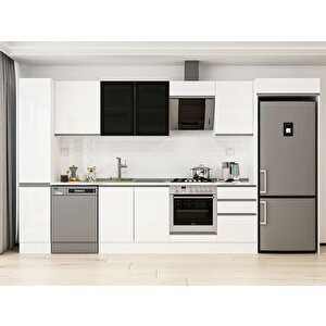 370x222 Cm High Gloss Mdf Mutfak Dolabı Beyaz Beyaz Mbb-e80b40s50-3 Beyaz