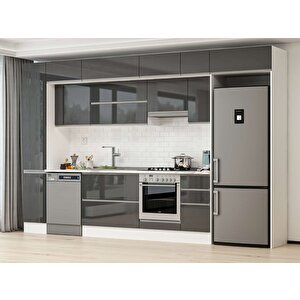 360x240 Cm High Gloss Mutfak Dolabı Beyaz Antrasıt Mbb-e80b40s40-1 Antrasit