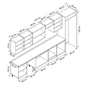 Alvinka 410x222 Cm High Gloss Mdf Mutfak Dolabı Beyaz Antrasıt Mb-e90s60s60-2