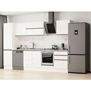 320x210 Cm High Gloss Mdf Mutfak Dolabı Beyaz Beyaz Mb-e90b50s60-2 Beyaz