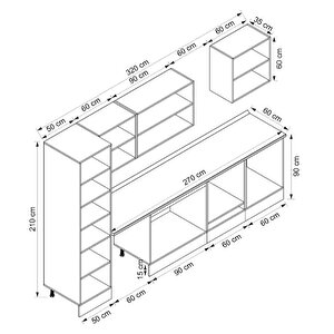 Alvinka 320x210 Cm High Gloss Mdf Mutfak Dolabı Beyaz Beyaz Mb-e90b50s60-2