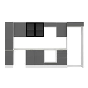 Alvinka 380x222 Cm High Gloss Mutfak Dolabı Beyaz Antrasıt Mbb-e90b40s50-3