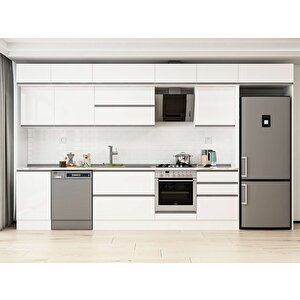 Alvinka 400x240 Cm High Gloss Mutfak Dolabı Beyaz Beyaz Mb-e90s50s60-2 Beyaz