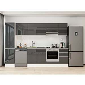 Alvinka 290x210 Cm High Gloss Mdf Mutfak Dolabı Beyaz Antrasıt Mb-e80b45s45-1 Antrasit
