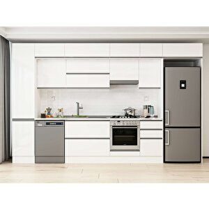 Alvinka 380x240 Cm High Gloss Mdf Mutfak Dolabı Beyaz Beyaz Mbb-e90b45s45-1 Beyaz